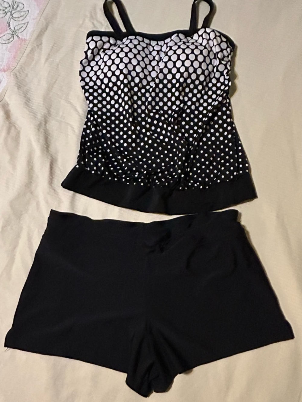 Merona Black Swim Set-Polka Dot Top (Sz 20W) w Black Bottoms (Sz XL)